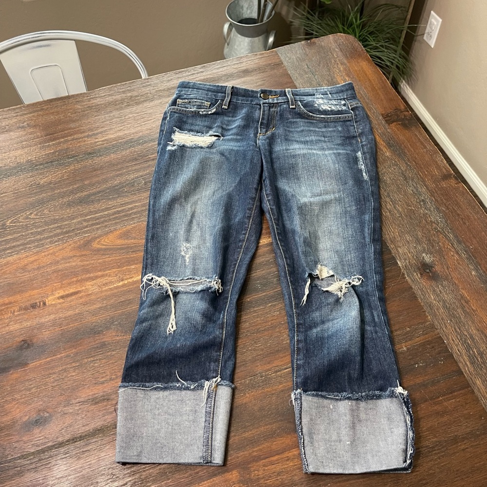Joe’s Jeans Distressed Dark Denim Crop Capri jeans size 25